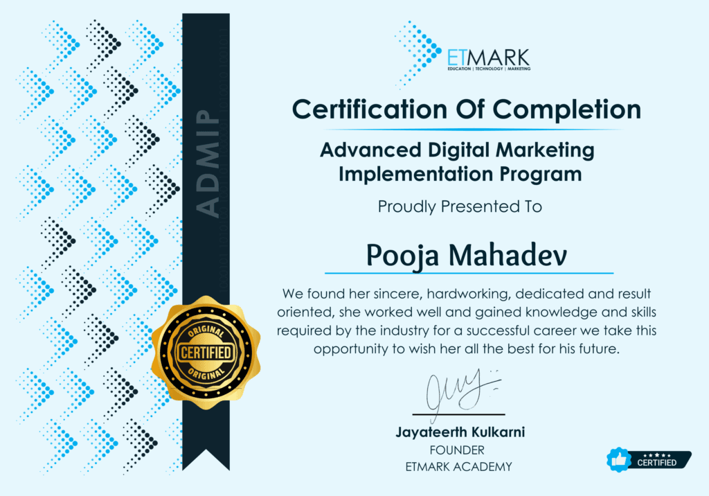 ETMark digital marketing certificate-digital marketing course in mysore